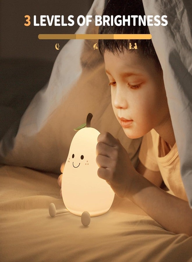 QIMIT Cute Pear Night Light for Kids, Nursery Silicone Night Light,7-Color Changing Lamp, Room Decoration, Gifts for Toddler Children Teenage Girls Valentine's Day (Pear Fruit Lamp) - Image 4