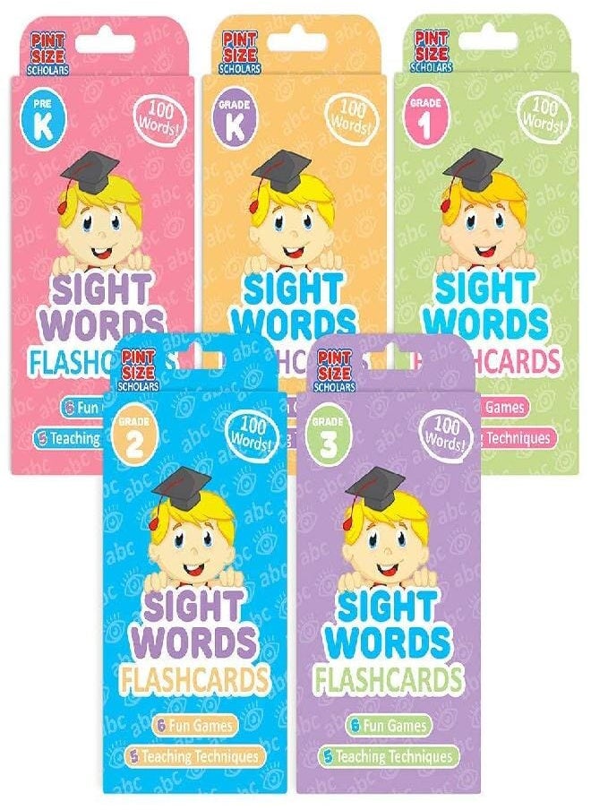 Pint-Size Scholars - Pint-Size Scholars 100 Vocabulary Flash Cards for Sight Words - 6 Learning Games per Deck for Preschool & Elementary Early Learning- All Grades Bundle - Image 1
