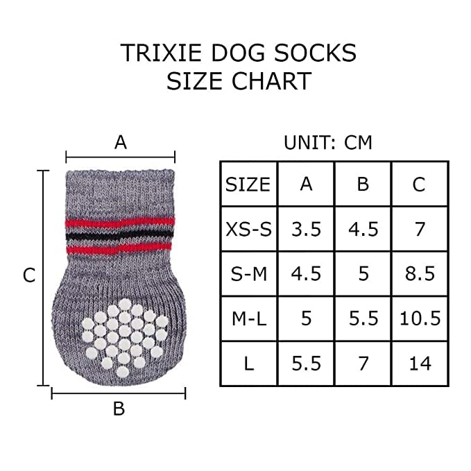 Trixie Non-Slip Socks for Dogs, Paw Protecter, Protect from Small Wounds, Cold Floors and Dusty Furniture, Grey (Color May Vary), 2 pcs (L) - Image 5