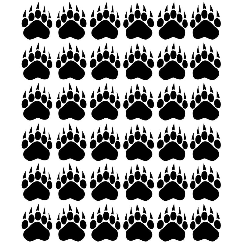 VWAQ Bear Paw Print Floor Decals  Peel and Stick Footprint Wall Decals  36 PCS Black