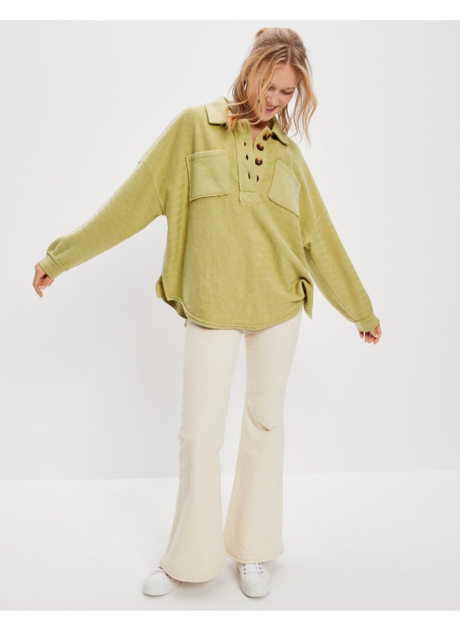 American Eagle - AE Textured Henley Sweatshirt - Image 1