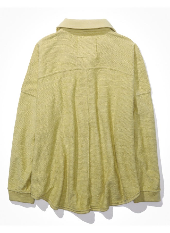 American Eagle - AE Textured Henley Sweatshirt - Image 1
