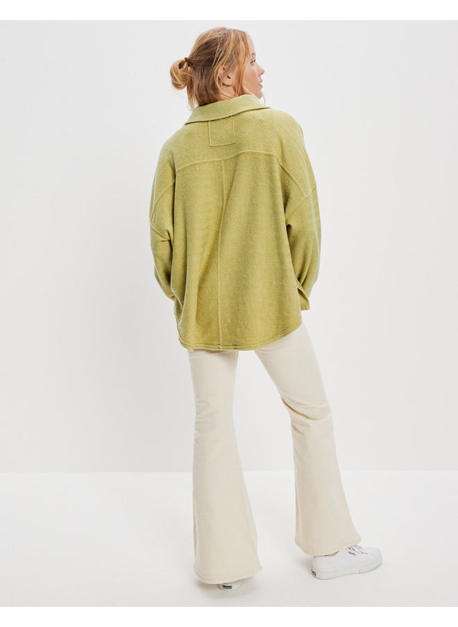American Eagle - AE Textured Henley Sweatshirt - Image 1