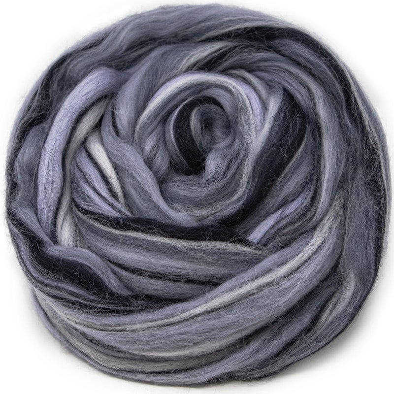 Living Dreams Yarn Festival Merino Wool Fiber Colorful Combed top roving for Hand Spinning Needle Felting Wet Felting soap Making and Dryer Balls Shades of Gray 