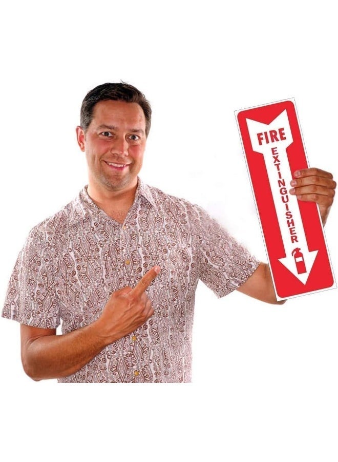 ARS Fire Extinguisher (Arrow Down) Signs Red and White Premium Self-Adhesive Vinyl 4" x 12" inches Laminated Weather, Scratch, Water and Fade Resistance Indoor and Outdoor Sticker (12-Pack) - Image 3