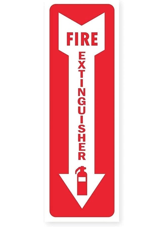 ARS Fire Extinguisher (Arrow Down) Signs Red and White Premium Self-Adhesive Vinyl 4" x 12" inches Laminated Weather, Scratch, Water and Fade Resistance Indoor and Outdoor Sticker (12-Pack) - Image 1