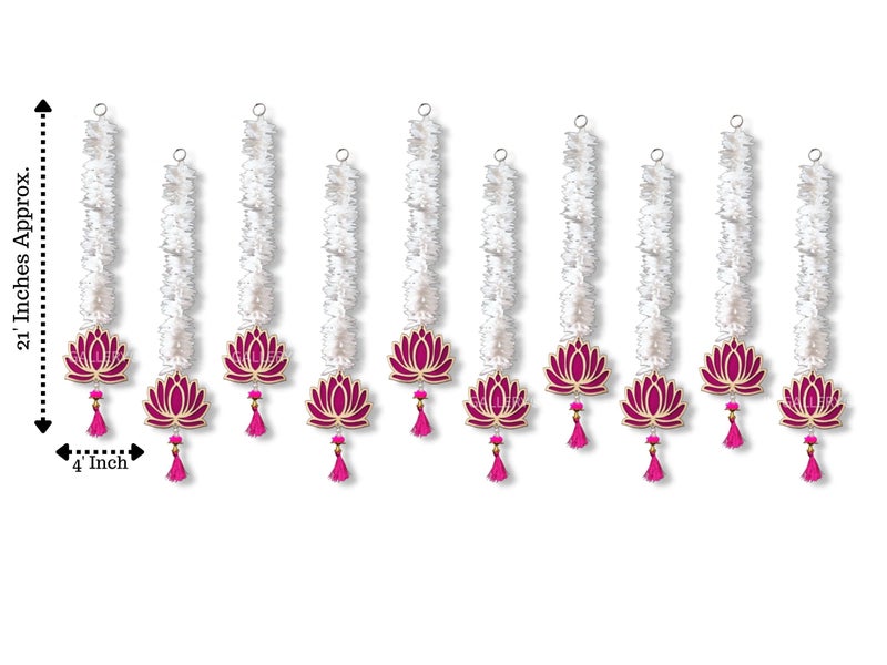 JH Gallery Lotus Hangings for Decoration Floral Wall Hangings for Temple Decor, Diwali Décor, Lotus Hangings for Decoration, Festival Decor Items for Home, Pooja Decor Items (Pack of 10) - Image 2