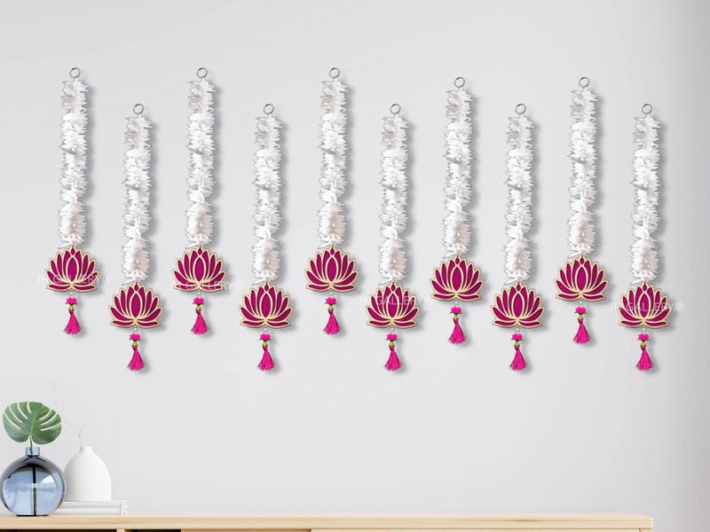 JH Gallery Lotus Hangings for Decoration Floral Wall Hangings for Temple Decor, Diwali Décor, Lotus Hangings for Decoration, Festival Decor Items for Home, Pooja Decor Items (Pack of 10) - Image 5