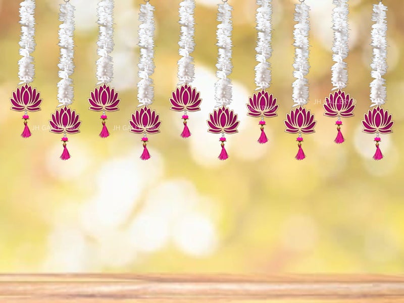 JH Gallery Lotus Hangings for Decoration Floral Wall Hangings for Temple Decor, Diwali Décor, Lotus Hangings for Decoration, Festival Decor Items for Home, Pooja Decor Items (Pack of 10) - Image 4