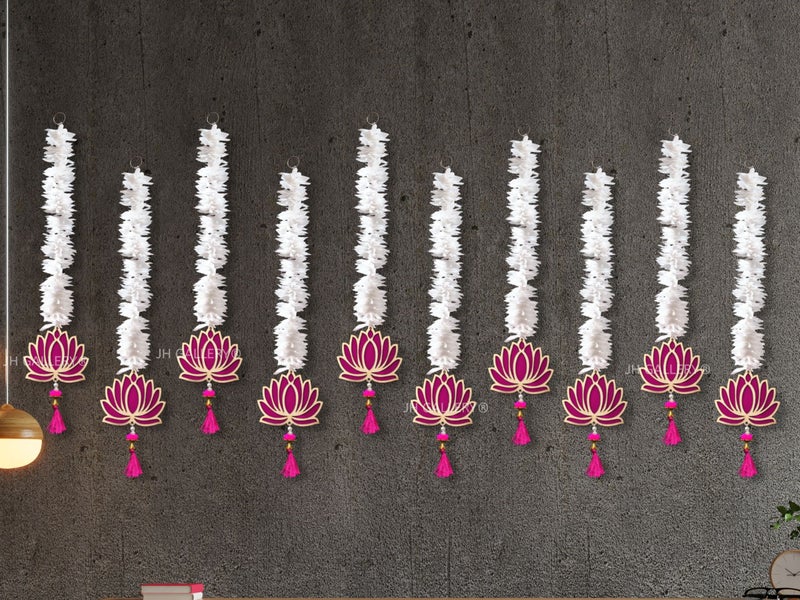 JH Gallery Lotus Hangings for Decoration Floral Wall Hangings for Temple Decor, Diwali Décor, Lotus Hangings for Decoration, Festival Decor Items for Home, Pooja Decor Items (Pack of 10) - Image 3