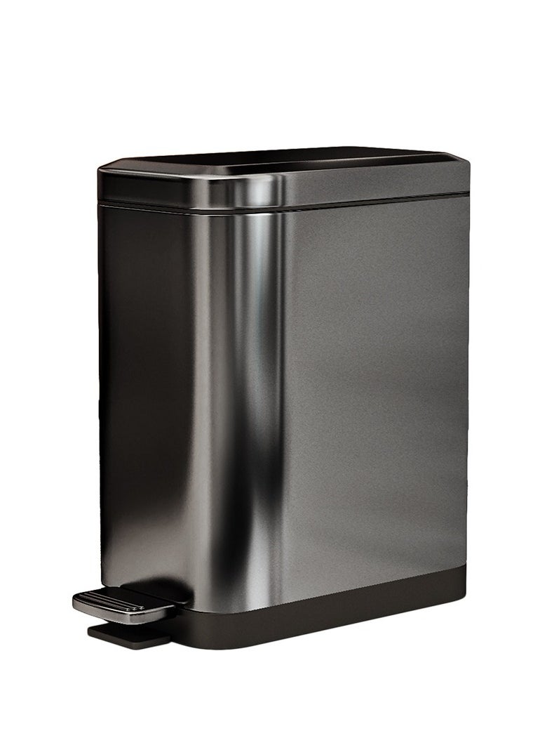 Arabest - Slim Trash Can with Anti - Bag Slip Liner and Lid, Use as Mini Garbage Basket, Slim Dust Bin, or Decor in Bathroom, Restroom, Kitchen, or Bedroom (9L, Black) - Image 1