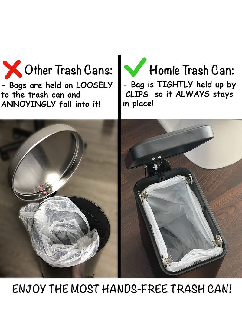 Arabest - Slim Trash Can with Anti - Bag Slip Liner and Lid, Use as Mini Garbage Basket, Slim Dust Bin, or Decor in Bathroom, Restroom, Kitchen, or Bedroom (9L, Black) - Image 1