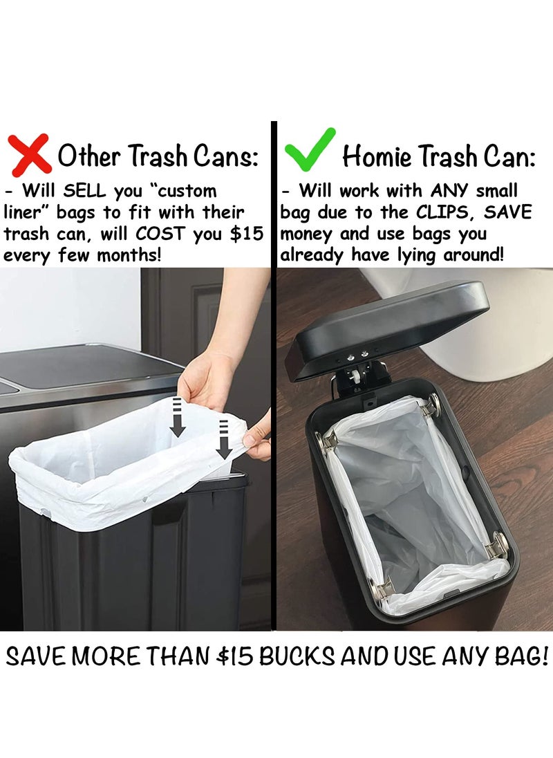 Arabest - Slim Trash Can with Anti - Bag Slip Liner and Lid, Use as Mini Garbage Basket, Slim Dust Bin, or Decor in Bathroom, Restroom, Kitchen, or Bedroom (9L, Black) - Image 1