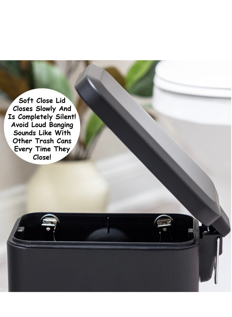 Arabest - Slim Trash Can with Anti - Bag Slip Liner and Lid, Use as Mini Garbage Basket, Slim Dust Bin, or Decor in Bathroom, Restroom, Kitchen, or Bedroom (9L, Black) - Image 1