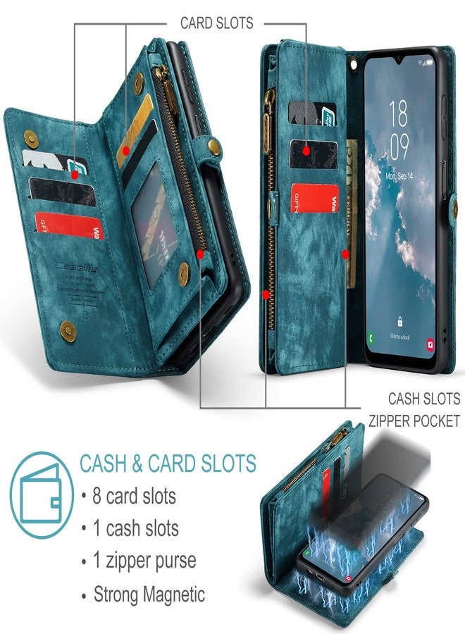 Kowauri جراب محفظة Kowauri لهاتف Samsung Galaxy A14 5G، مصنوع من الجلد الصناعي، ماص للصدمات، مغناطيسي، مزود بفتحة للبطاقات، أزرق (2023) - Image 3