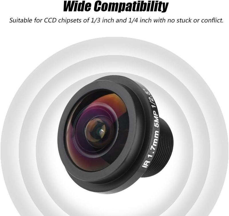 ZERONE Security Camera Lens, 5MP HD Fisheye Security Camera Lens 1.7mm Length 185¡ãCCTV Lens for Fisheye Security Cam (Black) - Image 3