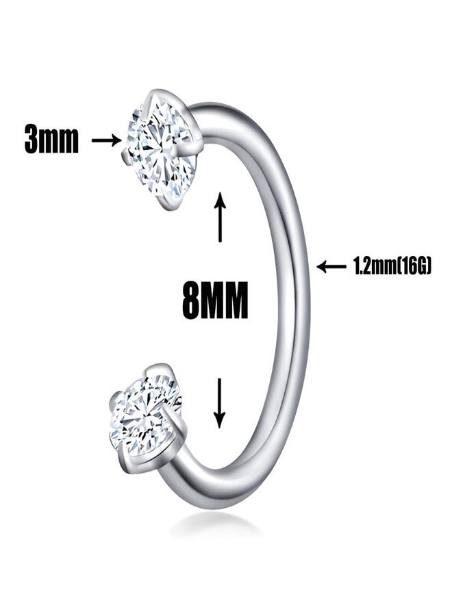 Decentraland Rose Gold Titanium Steel Surgical Steel Septum Piercing Horseshoe Nose Rings - C-shaped Lip Nail Jewelry 8mm 16G 1.2mm Detachable - Image 2