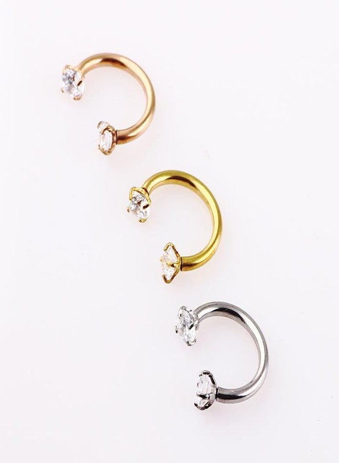 Decentraland Rose Gold Titanium Steel Surgical Steel Septum Piercing Horseshoe Nose Rings - C-shaped Lip Nail Jewelry 8mm 16G 1.2mm Detachable - Image 4