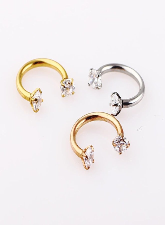 Decentraland Rose Gold Titanium Steel Surgical Steel Septum Piercing Horseshoe Nose Rings - C-shaped Lip Nail Jewelry 8mm 16G 1.2mm Detachable - Image 3