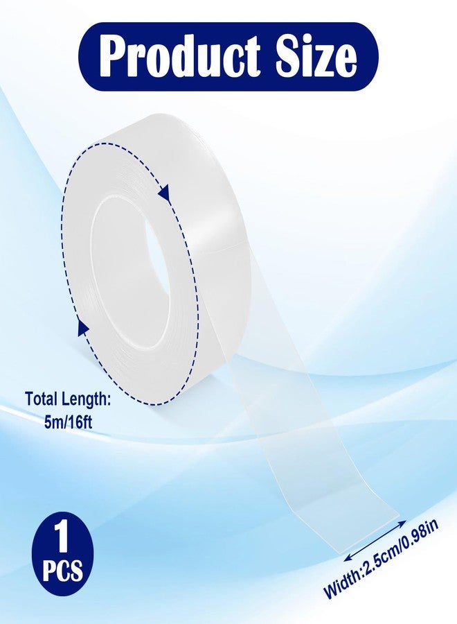 Exircy Curtain Rod Slide Smooth Tape, 1IN x 16FT Clear Quiet Drapery Ring Tape for Smooth Curtain Glide Prevents Drapery Rings from Catching on Rods Noise Reduction - Image 2