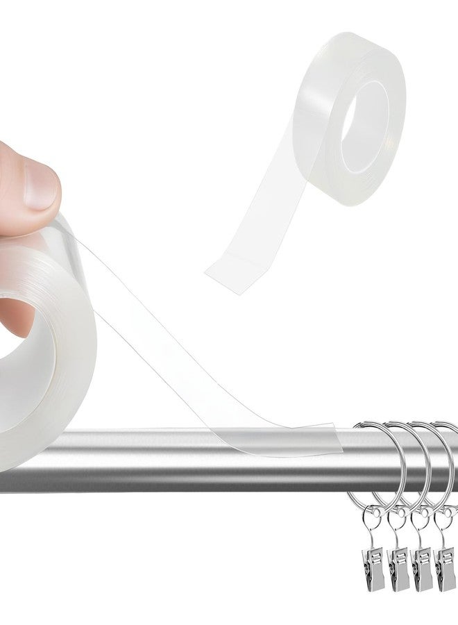 Exircy Curtain Rod Slide Smooth Tape, 1IN x 16FT Clear Quiet Drapery Ring Tape for Smooth Curtain Glide Prevents Drapery Rings from Catching on Rods Noise Reduction - Image 5
