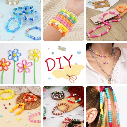 QUEFE 1900pcs,48 Colors, Pony Beads Bracelet Making Kit, Rainbow Kandi Beads Friendship Bracelet Kit, Letter Beads For Jewelry Making with Elastic Strings for Bracelet Necklace Making, Craft Gifts Set - Image 4