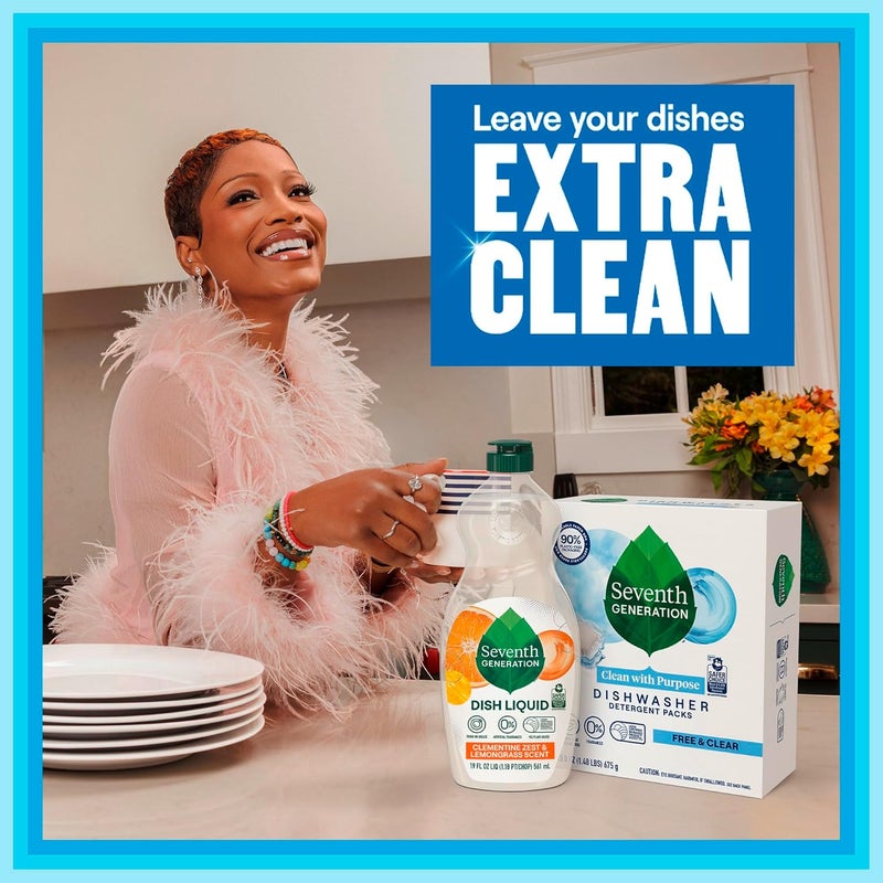 Seventh Generation Dishwasher Detergent Packs, Blasts Away Stuck-On Food, Free & Clear, 45 Packs - Image 2