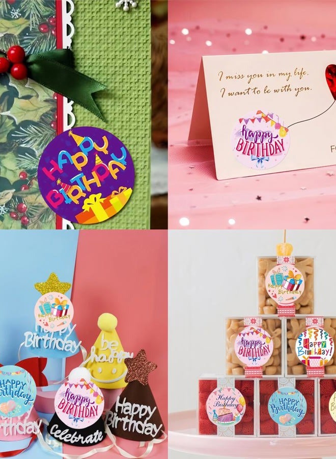 SHUXILIN 500pcs Happy Birthday Roll Stickers Birthday Balloon Roll Decals Stickers Fun Birth Day Cake Greeting Sticker Round Labels Banner Tag Seal Sticker for Card Boxes Party Envelope Decoration DIY Gift - Image 4