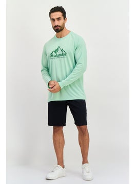 Avalanche Men Round Neck Long Sleeves Graphic Print T-Shirt, Mint Green  - Image 3
