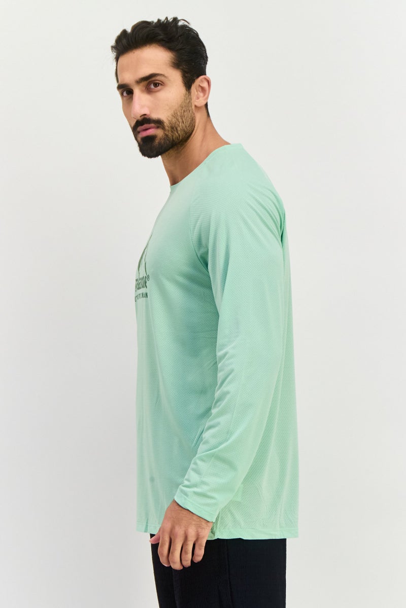 Avalanche Men Round Neck Long Sleeves Graphic Print T-Shirt, Mint Green - Image 2