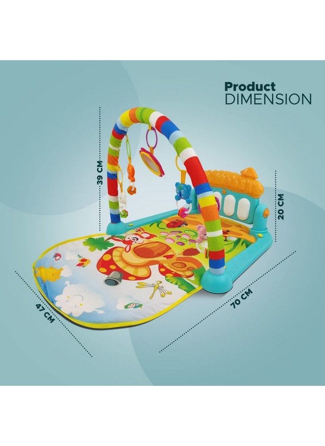 NHR 2 In 1 Baby Kick And Play Piano Gym Mat Rack Fitness Rack With Hanging Rattles Lights & Musical Keyboard Mat Multi Function Crawling Mat Early Educational Toy For 0 18 Months Baby (Multicolor)  - Image 5