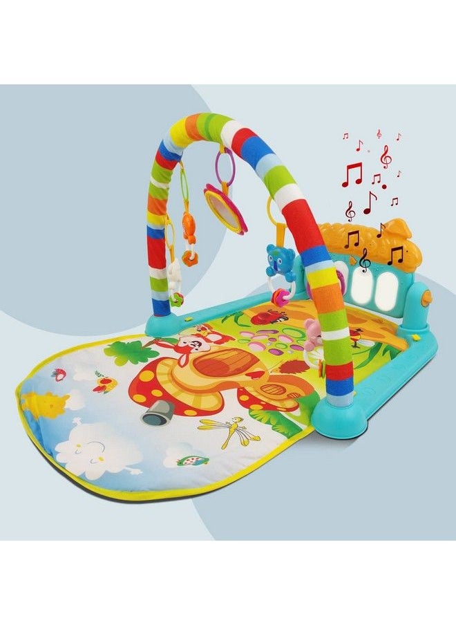 NHR 2 In 1 Baby Kick And Play Piano Gym Mat Rack Fitness Rack With Hanging Rattles Lights & Musical Keyboard Mat Multi Function Crawling Mat Early Educational Toy For 0 18 Months Baby (Multicolor)  - Image 1