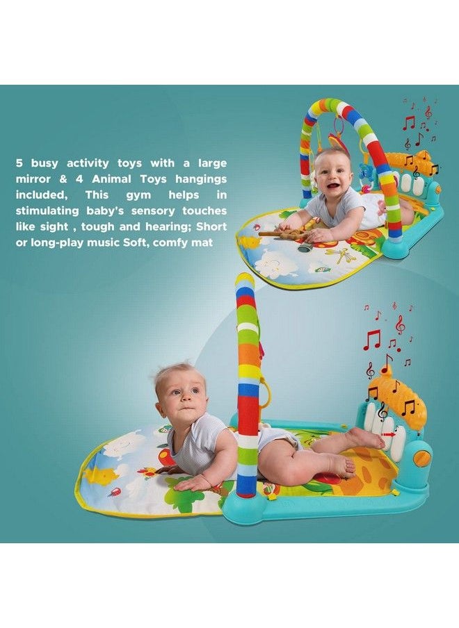 NHR 2 In 1 Baby Kick And Play Piano Gym Mat Rack Fitness Rack With Hanging Rattles Lights & Musical Keyboard Mat Multi Function Crawling Mat Early Educational Toy For 0 18 Months Baby (Multicolor)  - Image 3