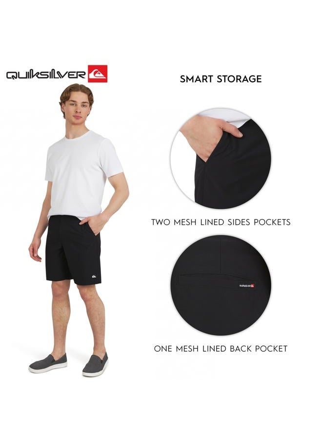 QUIKSILVER Mens Regular Fit Fixed Waist Water Friendly Active Hybrid Shorts, Solid Design - Black, 40 - Image 5