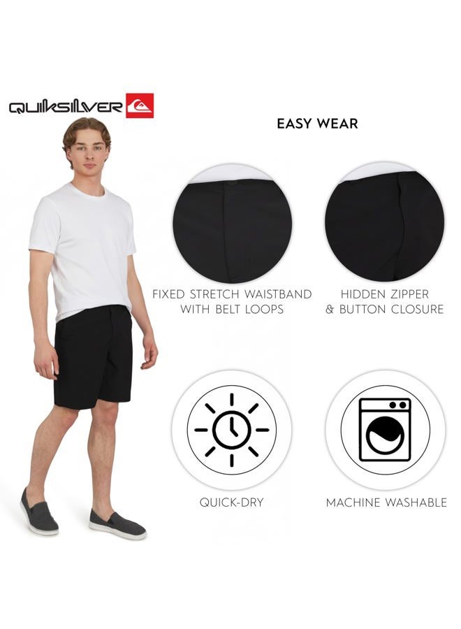 QUIKSILVER Mens Regular Fit Fixed Waist Water Friendly Active Hybrid Shorts, Solid Design - Black, 40 - Image 4