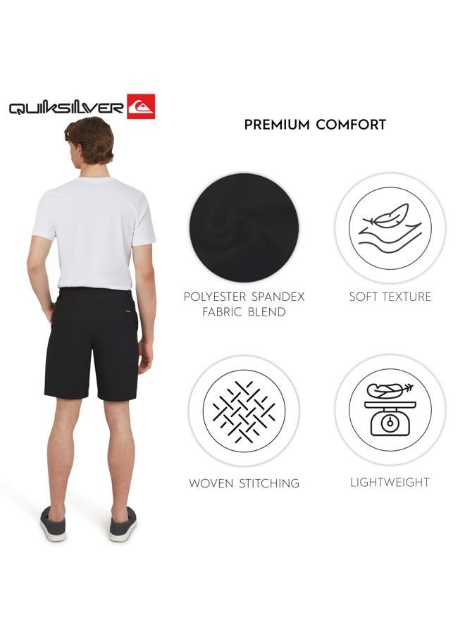 QUIKSILVER Mens Regular Fit Fixed Waist Water Friendly Active Hybrid Shorts, Solid Design - Black, 40 - Image 3