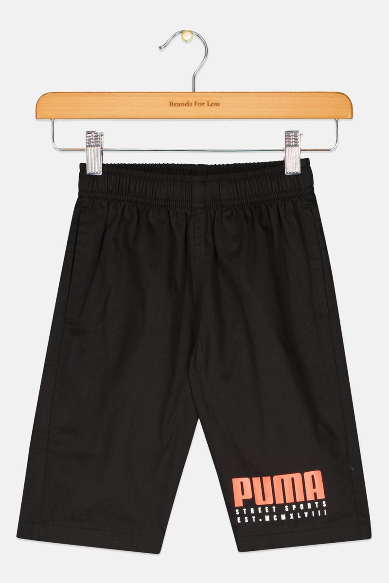 PUMA Kids Boy Sportswear Fit Brand Logo Shorts, Black - Image 1
