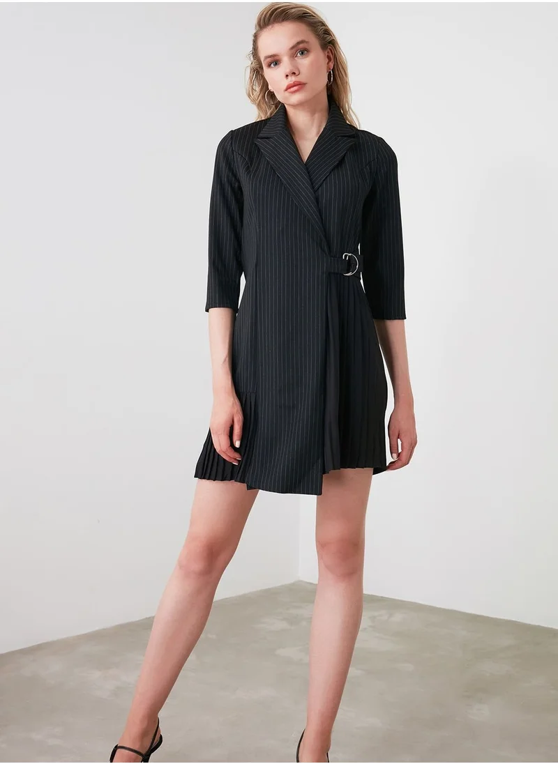 trendyol Pleated Detail Wrap Dress