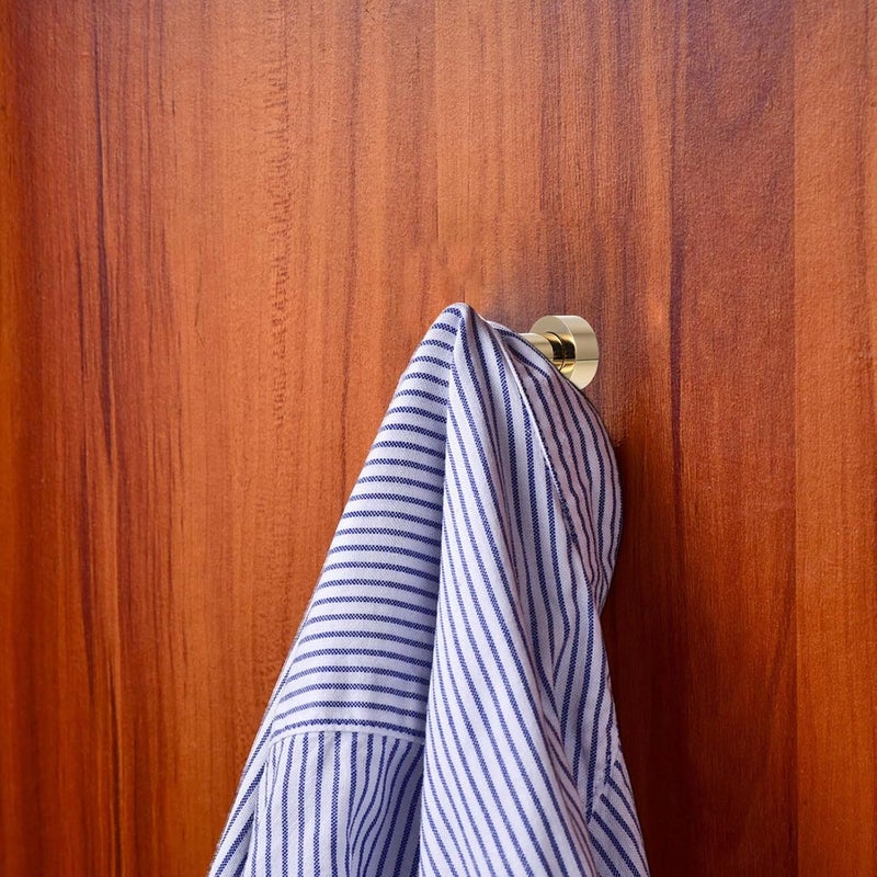 2pcs Brass Bathroom Towel Hooks Wall Mounted Round Door Hanger Robe Hooks for Shower and Bathroom Storage - Image 5
