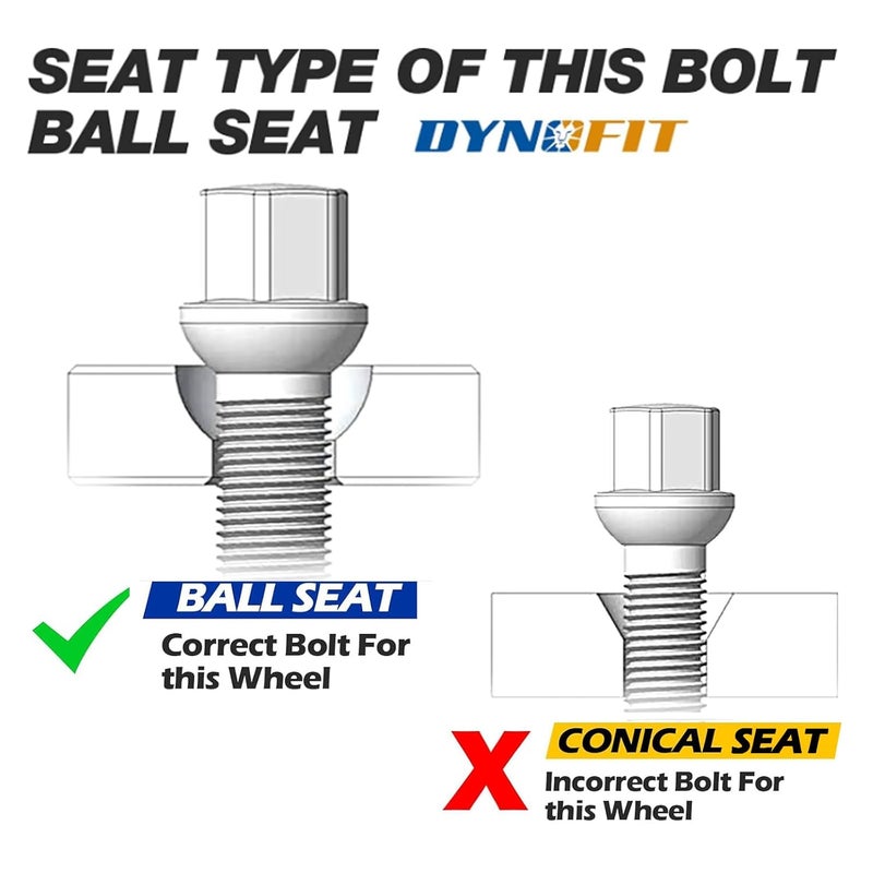 dynofit Store 14x1.5 Lug Bolts for 20 mm Wheel Spacers, Compatible with Audi A3 A4 A8 S6 S7 S8,20pcs 45mm Shank Ball Seat Aftermarket Extended Wheel Studs, Fit A1 A2 S1 S2 S3 S4 S5 CC Golf Jetta Lavid Se - Image 5
