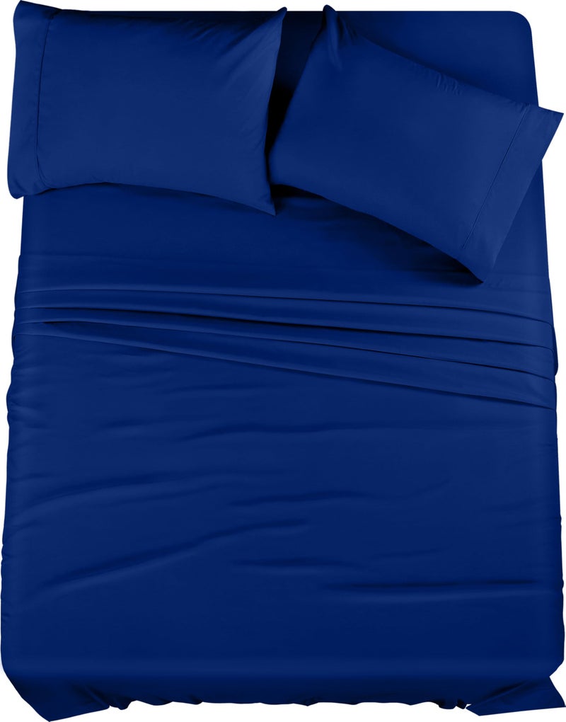 Utopia Bedding Full Sheet Set  4 Piece Bed Sheets for Full Size Bed Soft and Breathable Microfiber Includes 1 Fitted Sheet 1 Flat Sheet and 2 Pillowcases Royal Blue