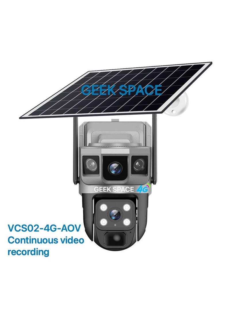 المهوس الفضاء كاميرا مراقبة خارجية PTZ تعمل بالطاقة الشمسية بتقنية 4G مع فتحة بطاقة SIM، رؤية بزاوية 360 درجة، مراقبة تعمل بالبطارية - Image 3