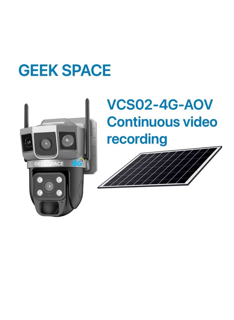 المهوس الفضاء كاميرا مراقبة خارجية PTZ تعمل بالطاقة الشمسية بتقنية 4G مع فتحة بطاقة SIM، رؤية بزاوية 360 درجة، مراقبة تعمل بالبطارية - Image 1