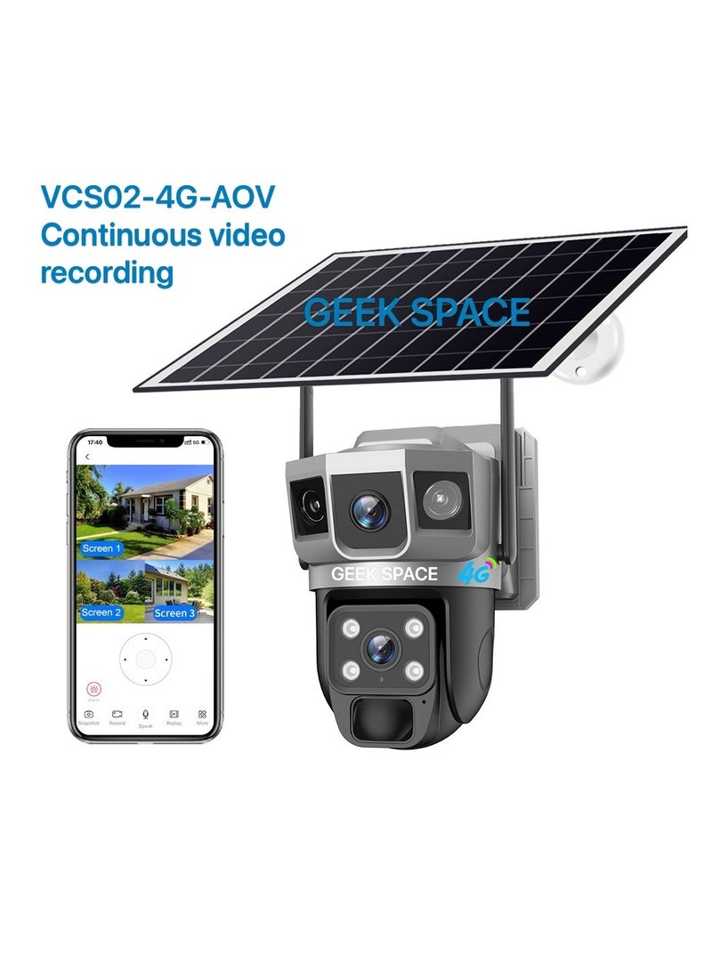 المهوس الفضاء كاميرا مراقبة خارجية PTZ تعمل بالطاقة الشمسية بتقنية 4G مع فتحة بطاقة SIM، رؤية بزاوية 360 درجة، مراقبة تعمل بالبطارية - Image 2