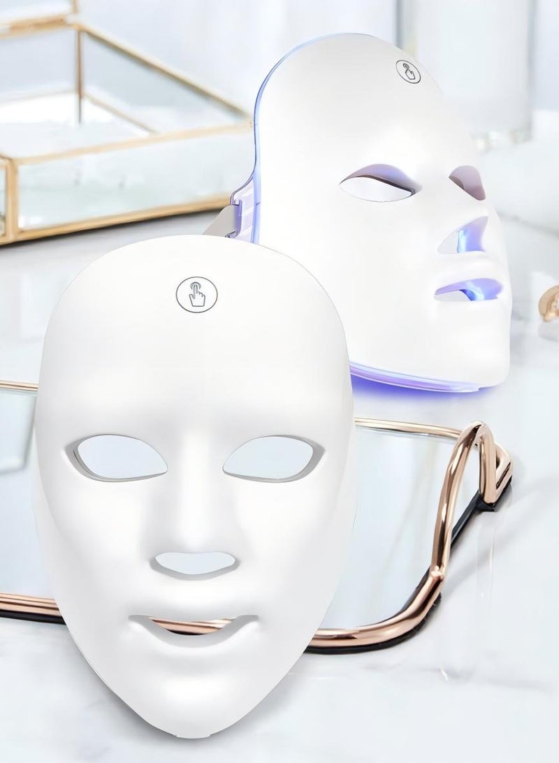 قناع وجه لتجديد البشرة مع 7 ألوان LED قابلة لإعادة الشحن عبر USB خالي من العطور علاج مضاد للتقدم في السن والتفتيح هدية مثالية للنساء في العطلات - Image 3