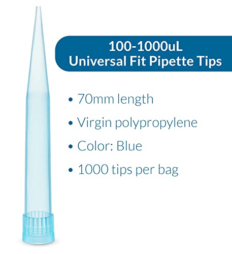 Globe Scientific 151146 Polypropylene Pipette Tip Blue 100 1000L Universal Pack of 1000 - Image 3