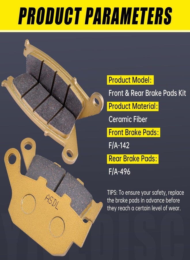 YIPEDISC Brake Pads Kit Ceramic Fiber Fit for Honda CBR300RA NC 750 NC750X 2014-2021 NC750D 2013-2020 for Rebel 300 CMX300 2018-2021 for Suzuki V-Strom 250 DL 250 2018-2021 - Image 4