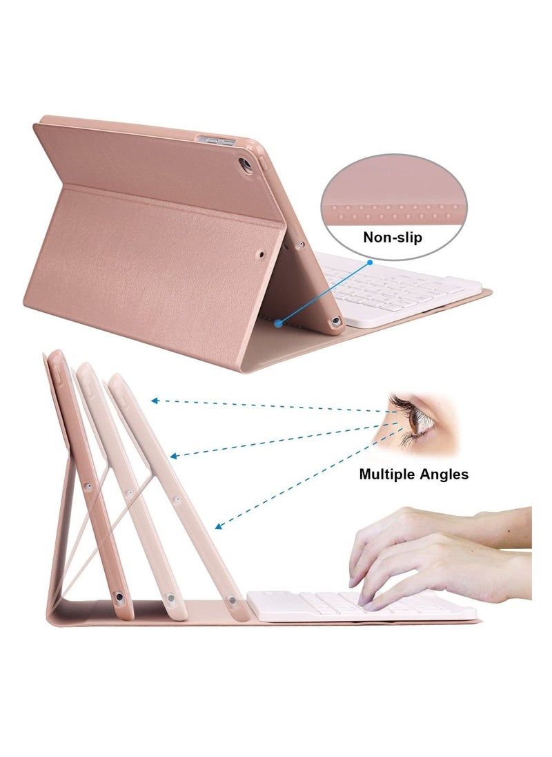Generic - iPad Keyboard Case 9.7 inch Compatible with iPad 6th Generation iPad 5th Generation iPad Pro 9.7 inch iPad Air 2 iPad Air Protective Folio Cover with Wireless Bluetooth Keyboard Rose Gold - Image 1
