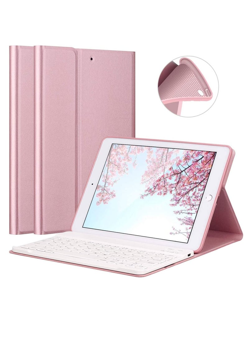 Generic - iPad Keyboard Case 9.7 inch Compatible with iPad 6th Generation iPad 5th Generation iPad Pro 9.7 inch iPad Air 2 iPad Air Protective Folio Cover with Wireless Bluetooth Keyboard Rose Gold - Image 1