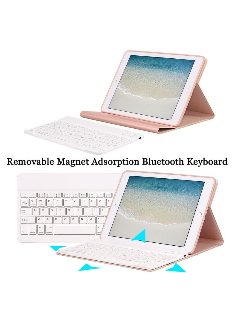 Generic - iPad Keyboard Case 9.7 inch Compatible with iPad 6th Generation iPad 5th Generation iPad Pro 9.7 inch iPad Air 2 iPad Air Protective Folio Cover with Wireless Bluetooth Keyboard Rose Gold - Image 1